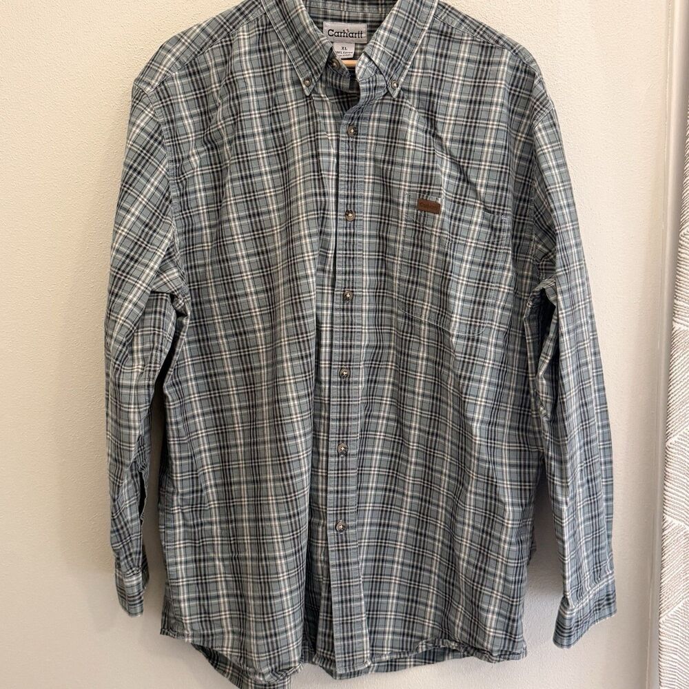 Carhartt Men's Long Sleeve Plaid Button Down Shirt Size XL, 100% Cotton